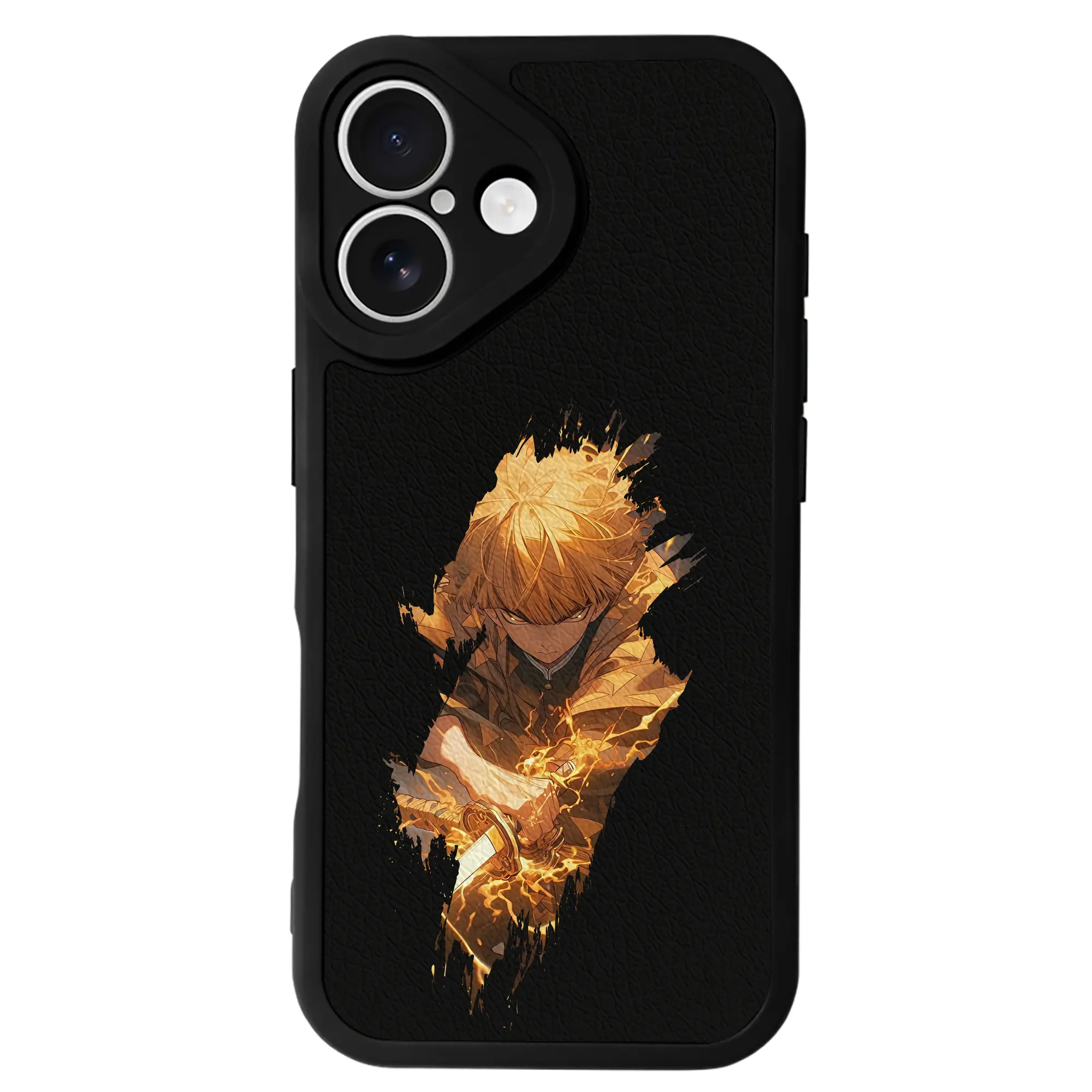 鬼滅の刃 グッズ,我妻 善逸 - IPhone 16シリーズ対応 ・ シリコンスマホケース ・ レザー調 ・ 高精度フィット ・ 耐衝撃 ・ ワイヤレス充電対応 ・ 精密カット